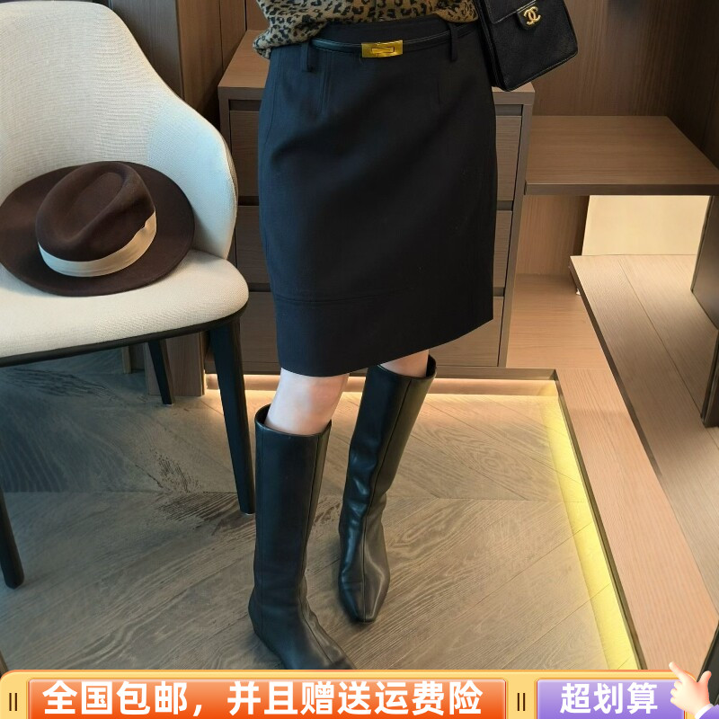 秋季韩版高腰显瘦A字中裙配腰带