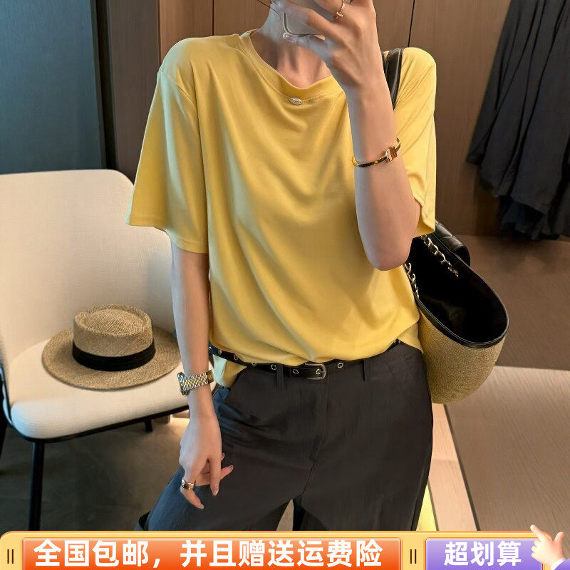2026夏季新品韩版宽松显瘦圆领短袖T恤面膜T恤上衣减龄气质女潮