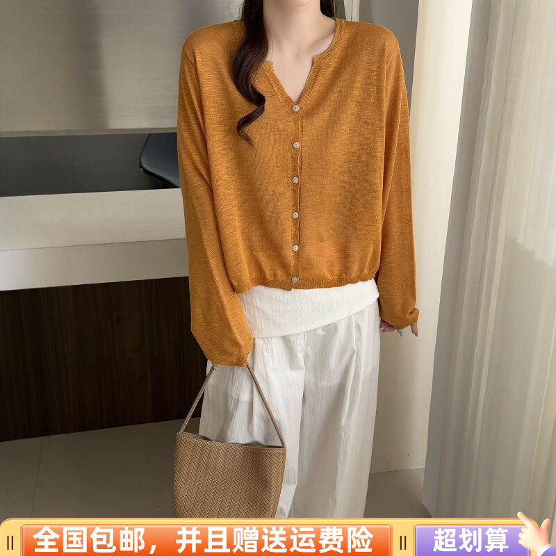 2026夏季新品韩版宽松显瘦亚麻针织开衫外套减龄气质小衫时尚女潮
