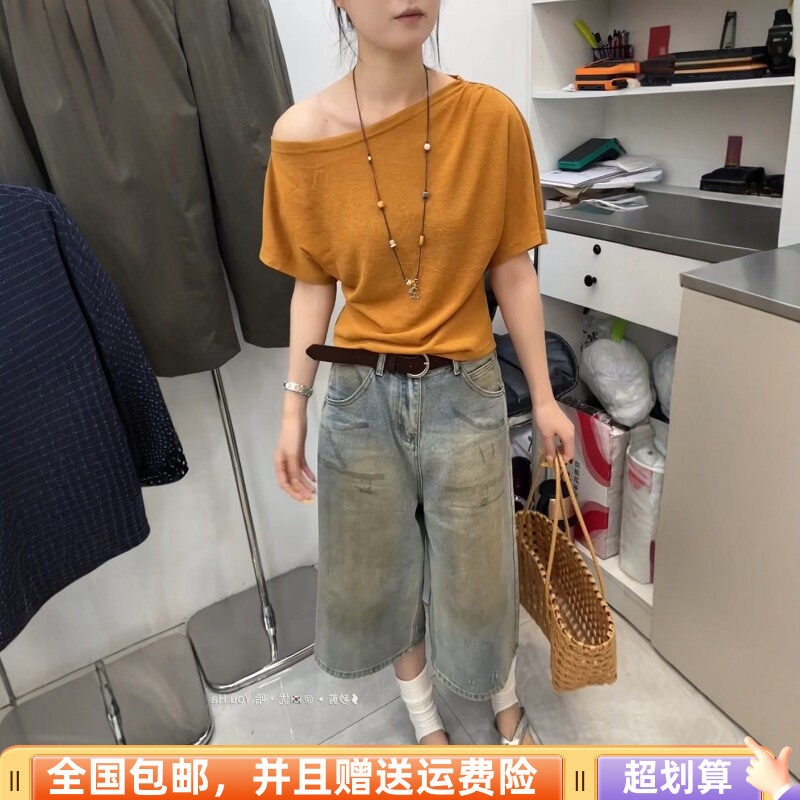 夏季韩版斜肩宽松显瘦T恤女
