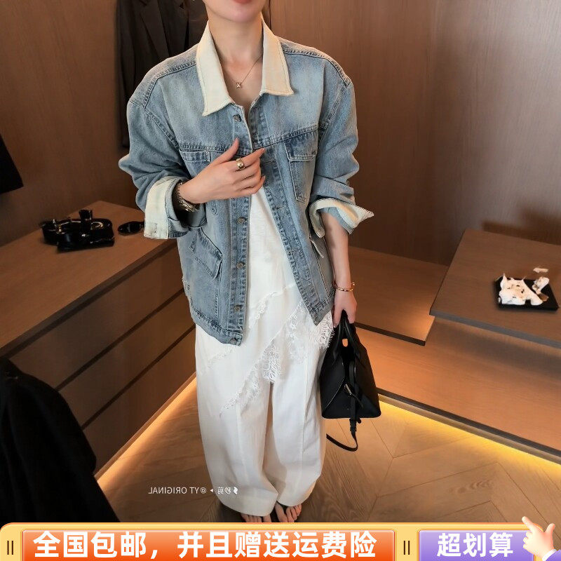 欧洲站2026春季新品时尚百搭休闲韩牛仔外套复古上衣减龄宽松型女