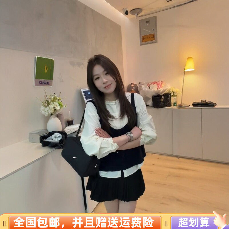 2026春季新品韩版宽松显瘦衬衣加针织背心两件套套装时尚女潮减龄