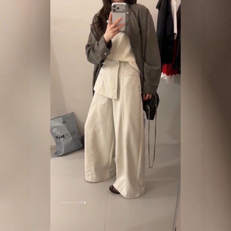 春季韩版高腰显瘦直筒休闲裤