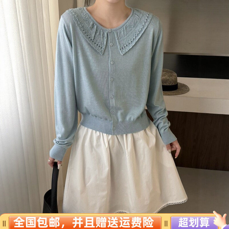2026春季新品韩版宽松显瘦羊毛针织开衫外套翻领设计上衣减龄女潮