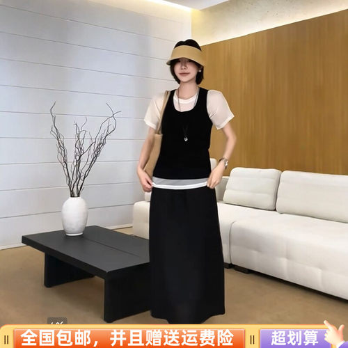 夏季韩版宽松显瘦假两件T恤女