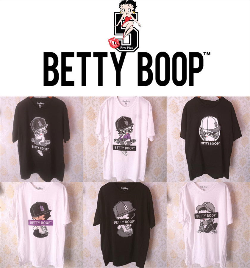 贝蒂娃娃印花短袖T恤Betty Boop女圆领短袖衫可爱套头上衣夏季女