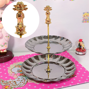 出口订单 不二家托盘 卡通两层水果盘 可爱糖果盘 点心零食架摆件