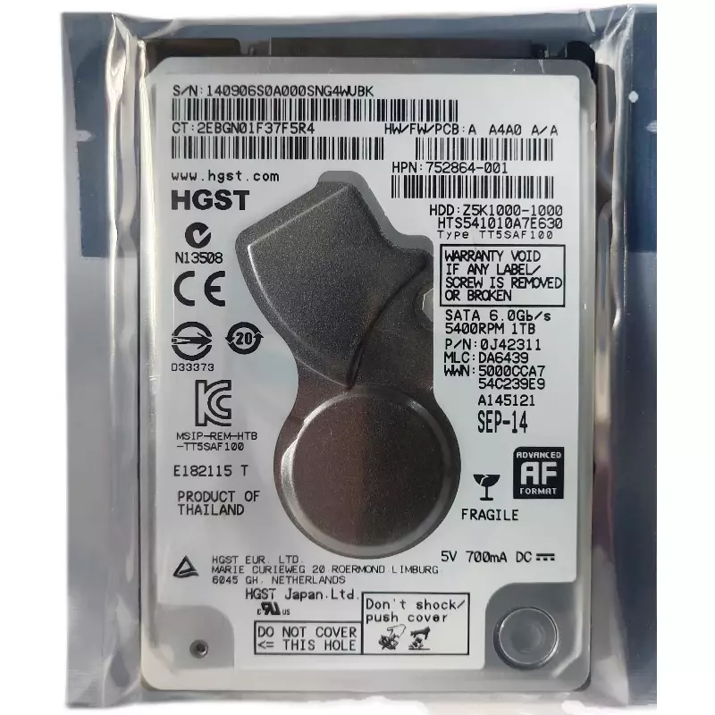 HGST/日立 HTS541010A9E680PMR垂直盘2.5寸笔记本硬盘日立1T机械