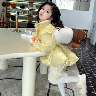 （断码特惠）女童羽绒服冬季大裙摆90白鸭绒儿童外套新款狐狸毛领