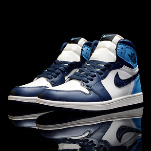 正品Jordan1黑曜石男女鞋黑白熊猫AJ1倒钩烟灰黑红高帮运动防护鞋