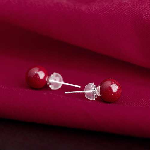 朱砂耳钉蛇年本命年耳饰