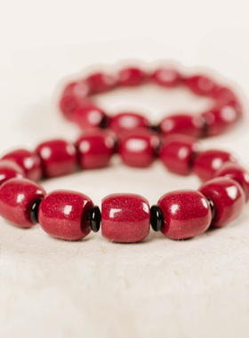 黔隆工本命年桶珠手链男体原石女款朱砂含量紫晶金砂艺高手串