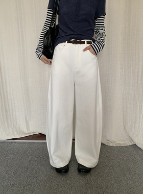 ICC 极简腔调茧型弯刀裤子显瘦阔腿休闲裤女十三行【特价不退换】