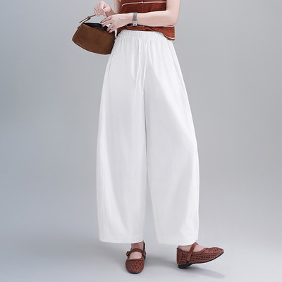 如果2026夏季新款轻薄舒适宽松休闲裤抗皱松紧腰抽绳版懒人裤8272
