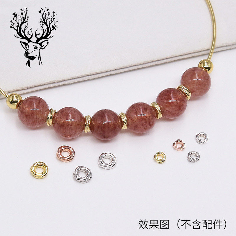 S925纯银扭纹闭口圈圆圈隔珠DIY手工饰品材料麻花螺纹圆环隔片