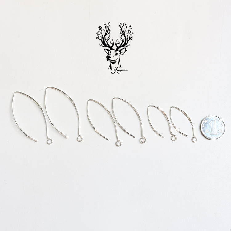 长形简易耳勾耳圈耳吊纯银镀白金