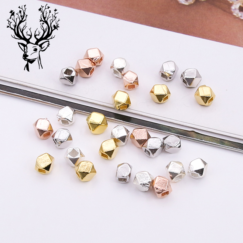 纯银DIY泰国清迈风切面散珠银珠