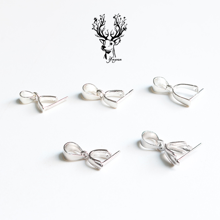 S925纯银翡翠玉夹扣配件吊坠扣