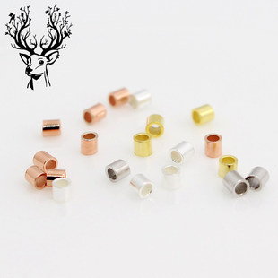 1.5MM起隔珠定位管圆孔小直管锁扣定位珠S925纯银手工DIY配件材料