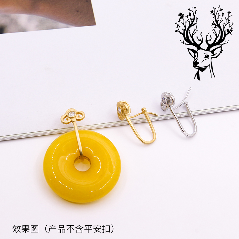 纯银DIY古法金平安材料吊坠扣头