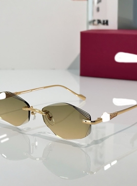 欧美女镶钻奢华防晒菱形无框墨镜