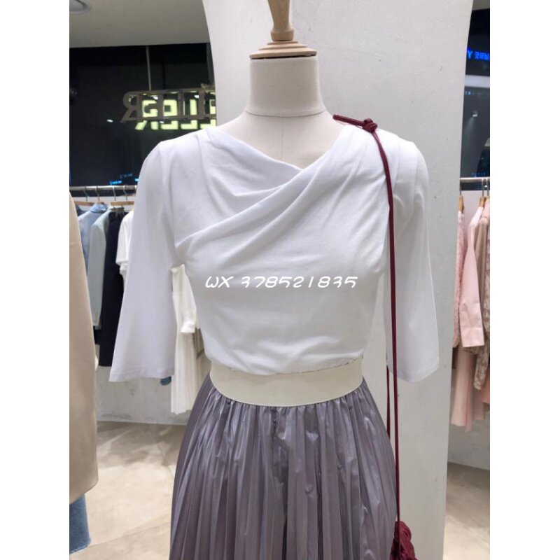 欧洲站东大门直邮  Repeller 早春新品纯色不规则褶皱短袖T恤在类目 女装/女士精品, T恤中 - 来自Buy2taobao.com提供专业的淘宝代购服务