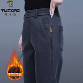 2025年新款 秋冬季 中老年男士 啄木鸟加绒加厚休闲裤 宽松直筒长裤 子