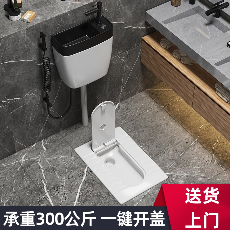 科众带盖板蹲便器带洗手盆水箱