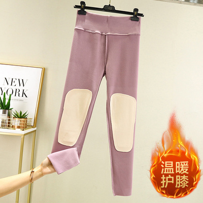 德绒打底裤女秋冬高腰护膝内穿紧身裤秋裤加绒加厚无痕贴身保暖裤