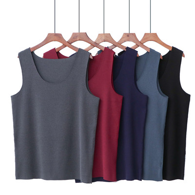 德绒双面磨毛自发热无痕男士背心