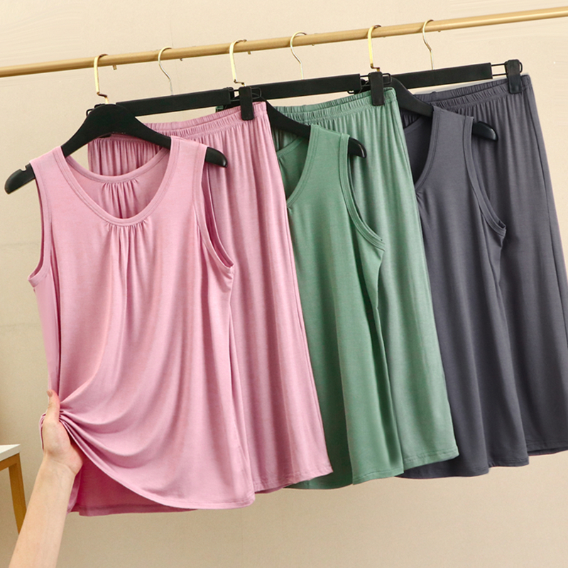 女莫代尔两件套家居服睡衣