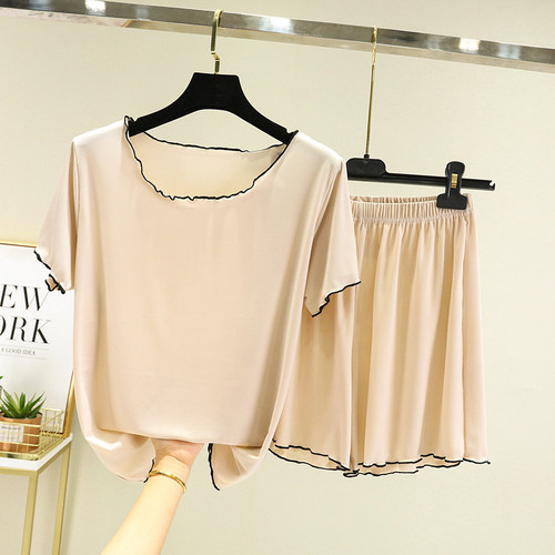 女冰丝木耳边家居服睡衣