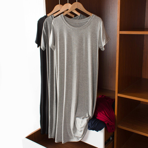 织棉莫代尔夏季简约圆领睡衣裙