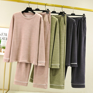 男士加绒家居服秋冬保暖长袖上衣休闲裤加厚大码睡衣德绒两件套装