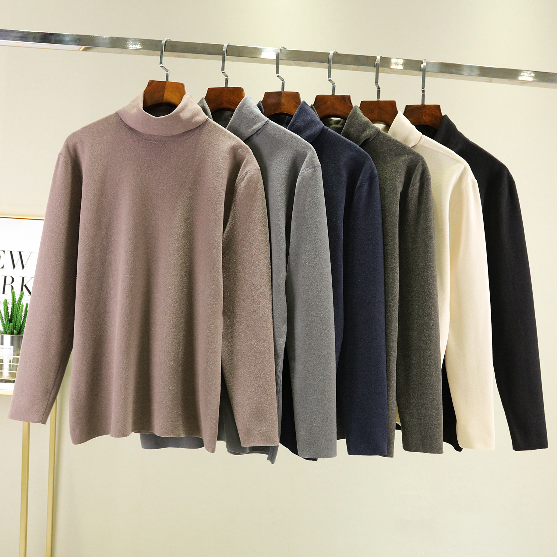 德绒男士高领长袖T恤秋冬加绒加厚打底衫宽松百搭保暖内搭男上衣