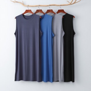 夏莫代尔男士睡裙宽松背心裙晨袍浴袍大码中长款无袖睡袍薄款透气