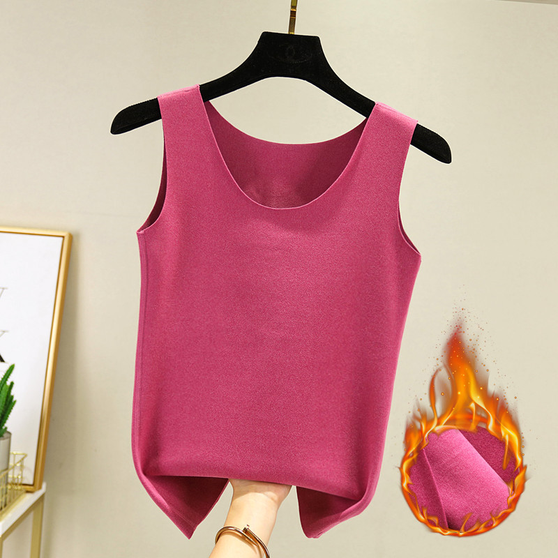 无痕德绒背心女秋冬季双面绒保暖吊带修身纯棉贴身打底衫加绒内搭