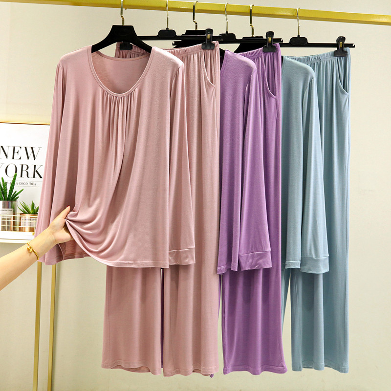 女莫代尔褶皱家居服套装