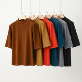 修身 秋衣加绒加绒打底衫 保暖 T恤女内搭中袖 秋冬德绒半高领五分袖