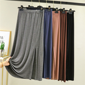 侧边开叉裙女夏薄款 高腰半身裙新款 小黑裙包臀打底裙显瘦a字裙子