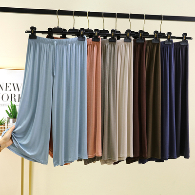 莫代尔加肥加大七分裤女夏季宽松阔腿裤松紧腰休闲裤家居裤短裤