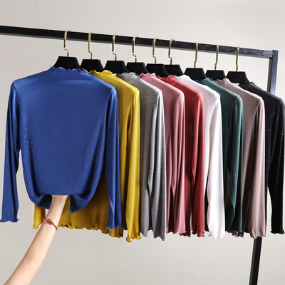 半高领上衣木耳领打底衫薄款秋衣