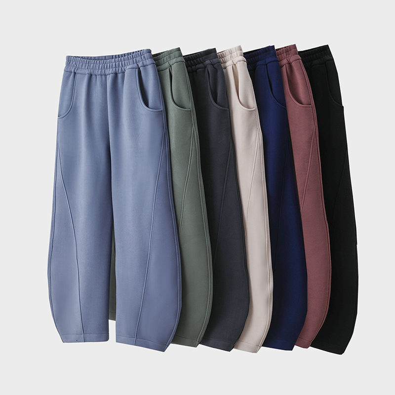 德绒防风阔腿裤女秋冬外穿高腰显瘦长裤香蕉裤宽松加厚直筒裤大码