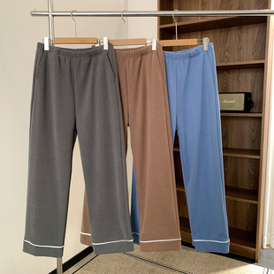 德绒保暖家居裤男士秋冬宽松休闲裤大码睡裤加绒加厚直筒阔腿长裤