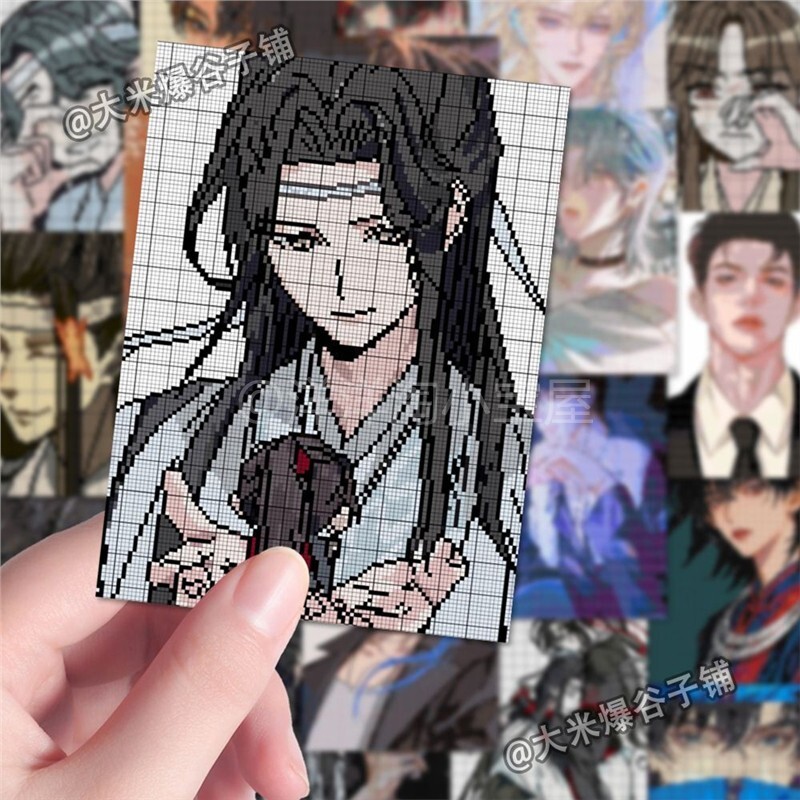 拼豆图案模板大全189张魔道祖师天官赐福放学等我拼豆像素风贴纸