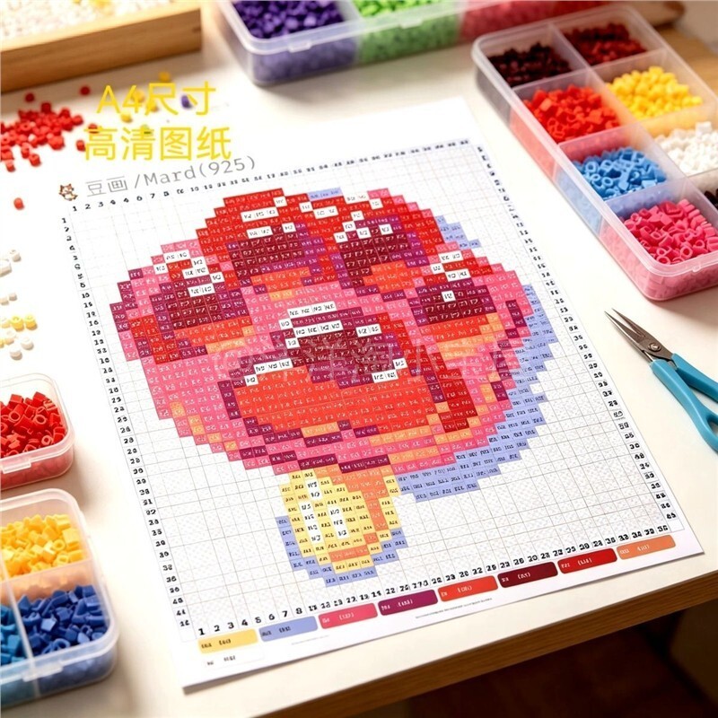 拼豆图案模板大全拼豆图纸图册A4尺寸高清色号热门图案像素贴画