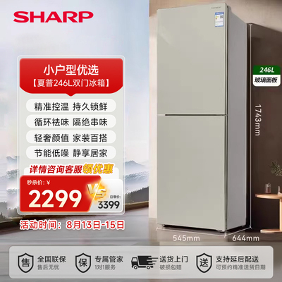 夏普246升两门冰箱双开门小户型