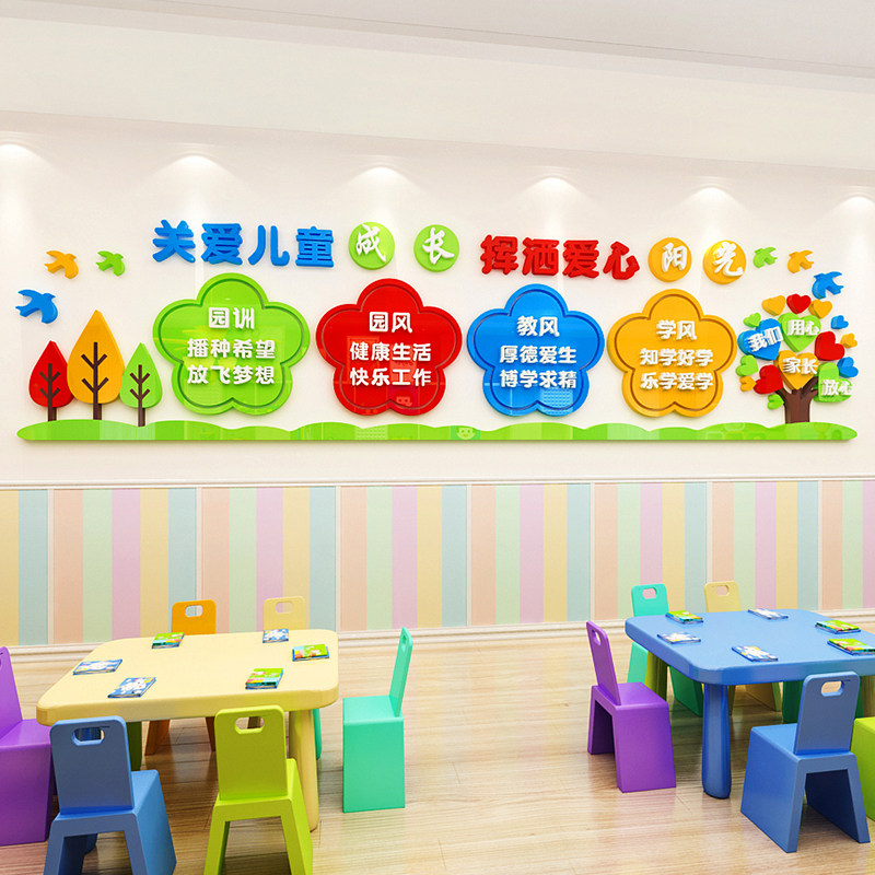 教育机构学校班级环创文化墙贴关爱儿童办学理念标语教室布置装饰
