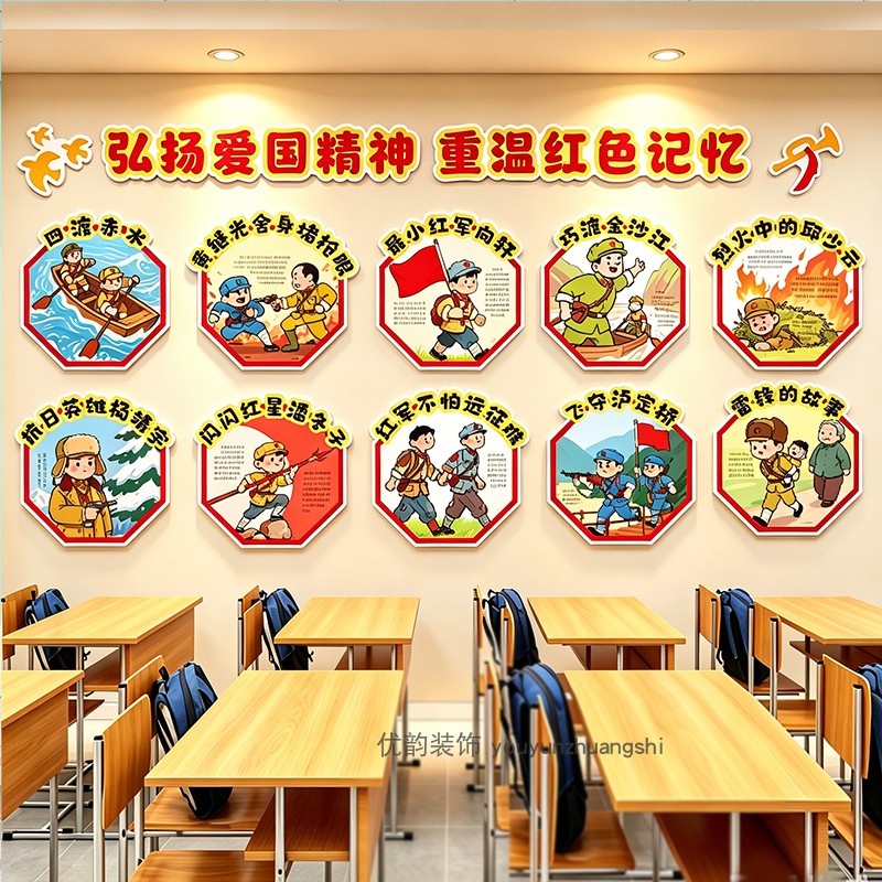 幼儿园红色爱国故事墙贴