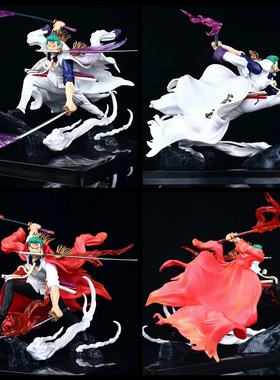 海贼王 IU 三刀流索隆 飘逸 索隆 双武器 摆件 雕像模型 盒装手办